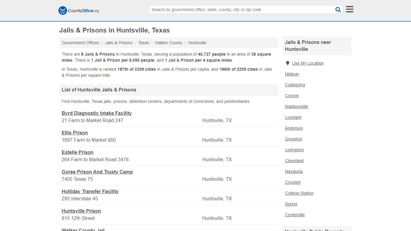 Jails & Prisons - Huntsville, TX (Inmate Rosters & Records)